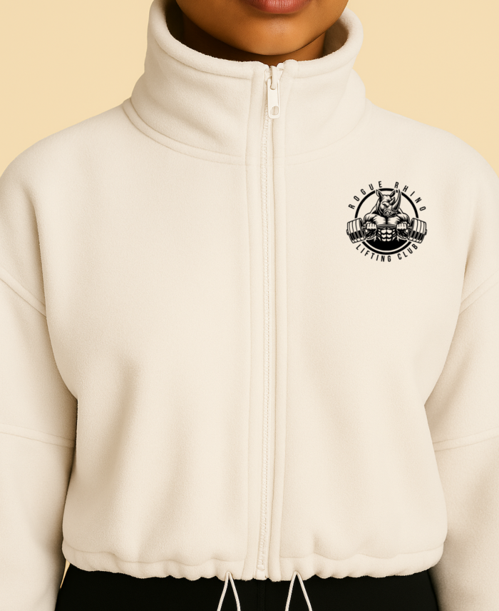 Close-up of White Fleece Jacket