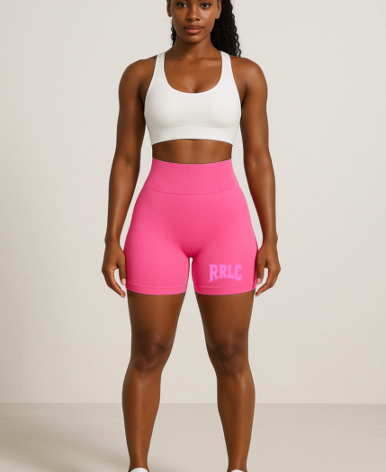 Seamless Ribbed Shorts - Neon Pink