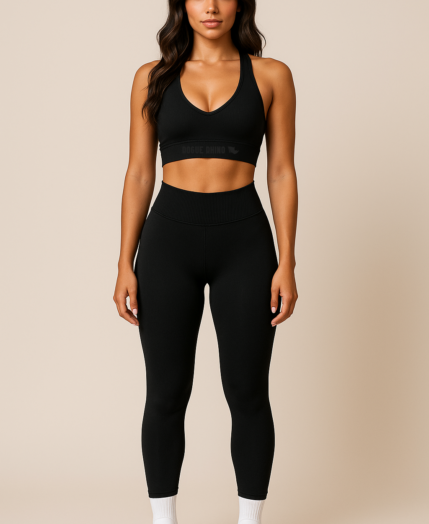 Halter Sports Bra - Jet Black/Black